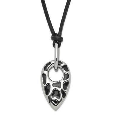 Polished Black Resin Pendant 2 In Extension Necklace Stainless Steel SRN574-18 by Chisel, MPN: SRN5…