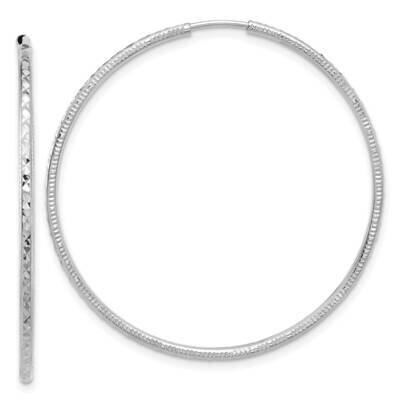Diamond-Cut 1.50mm Endless Hoop Earrings 14k White Gold TF2179W, MPN: TF2179W,