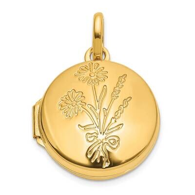 Floral 16mm Granddaughter Reversible Round Locket 14k Polished Gold XL866, MPN: XL866,