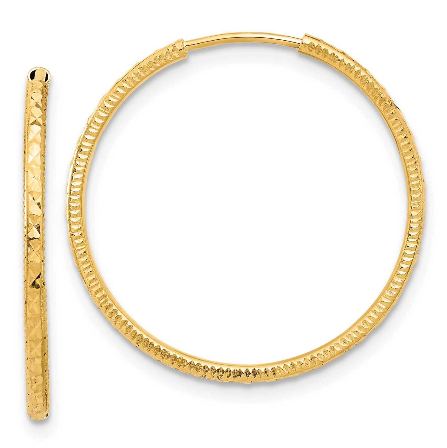 1.50mm Endless Hoop Earrings 14k Gold Diamond-Cut TF2176