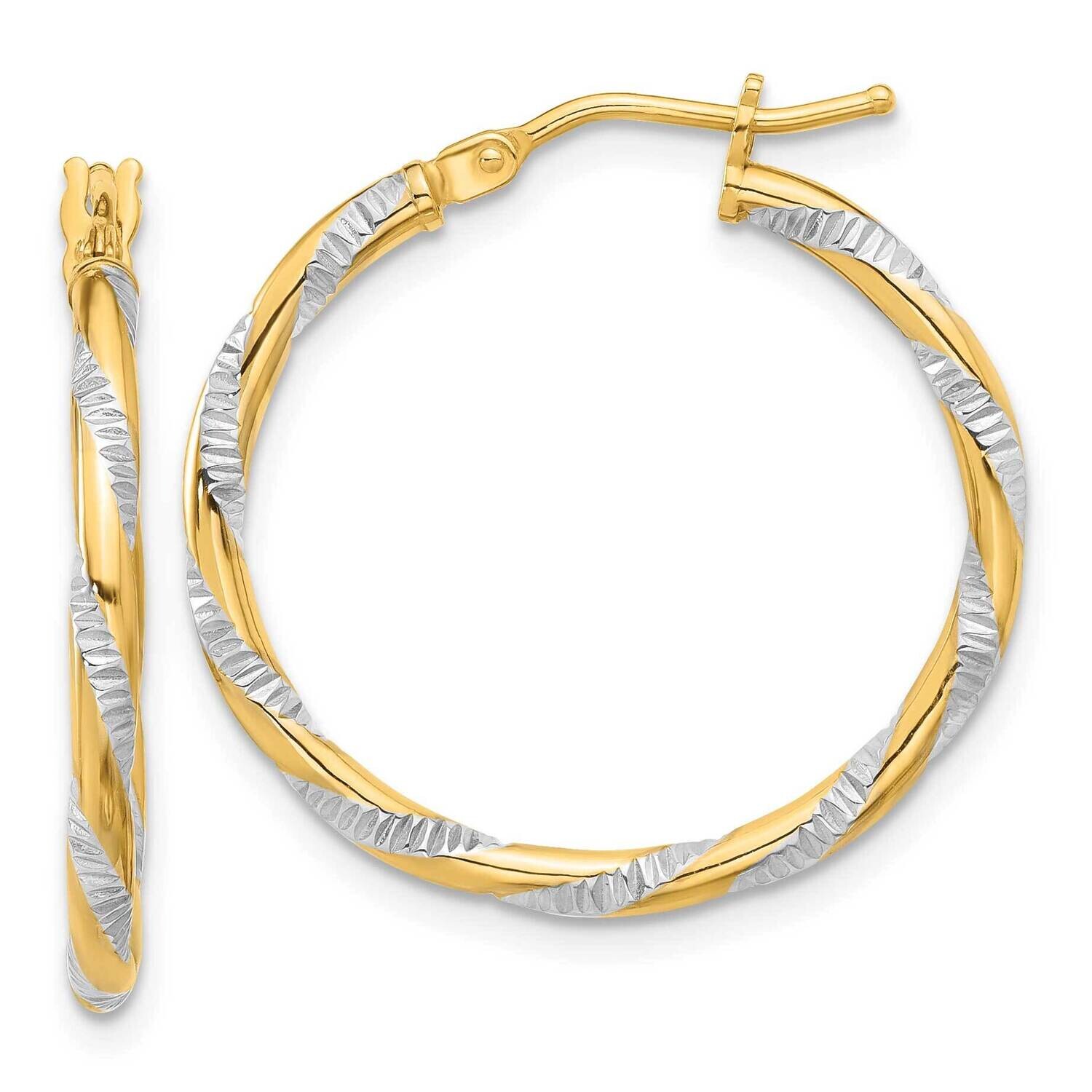 Polished Diamond-Cut Hoop Earrings 14k Gold White Rhodium  TC1051, MPN: TC1051,