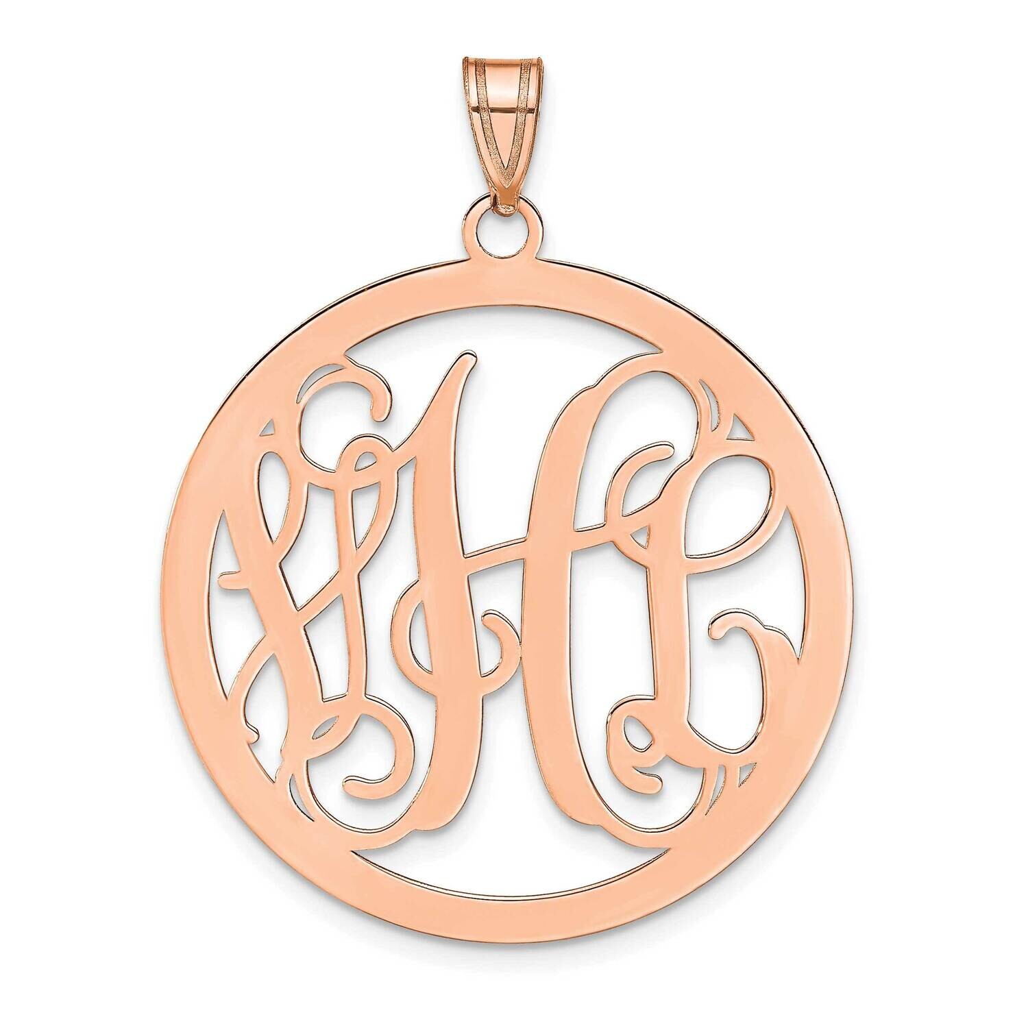 Rose-Plated Polished Circle Monogram Pendant Sterling Silver XNA499RP