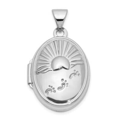 19X15mm Foot Prints Reversible Oval Locket 14k White Gold XL870W, MPN: XL870W,