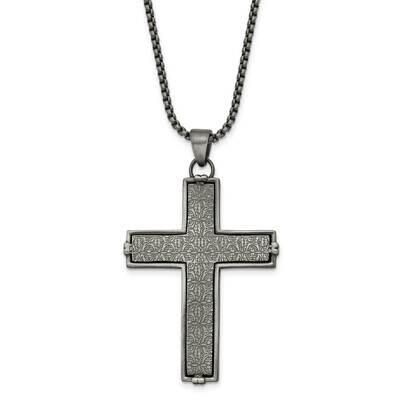 Chisel Antiqued Textured Cross Pendant On A 24 Inch Rope Chain Necklace Stainless Steel SRN3061-24 …