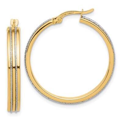 Polished Diamond-Cut Hoop Earrings 14k Two-Tone Gold TF2207, MPN: TF2207,
