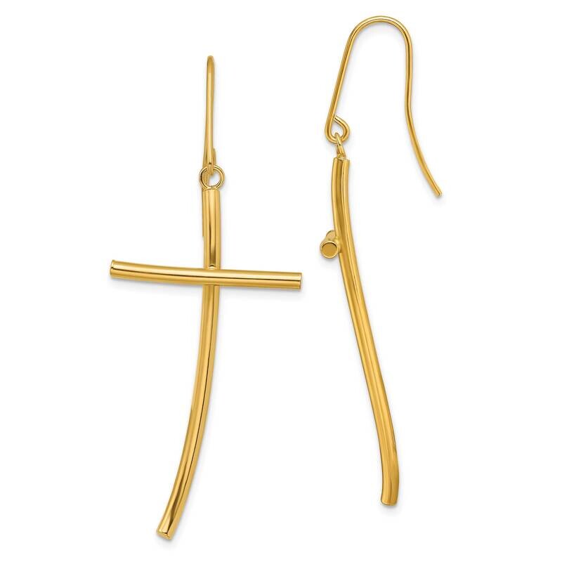 Cross Dangle Earrings 14k Polished Gold TF1743