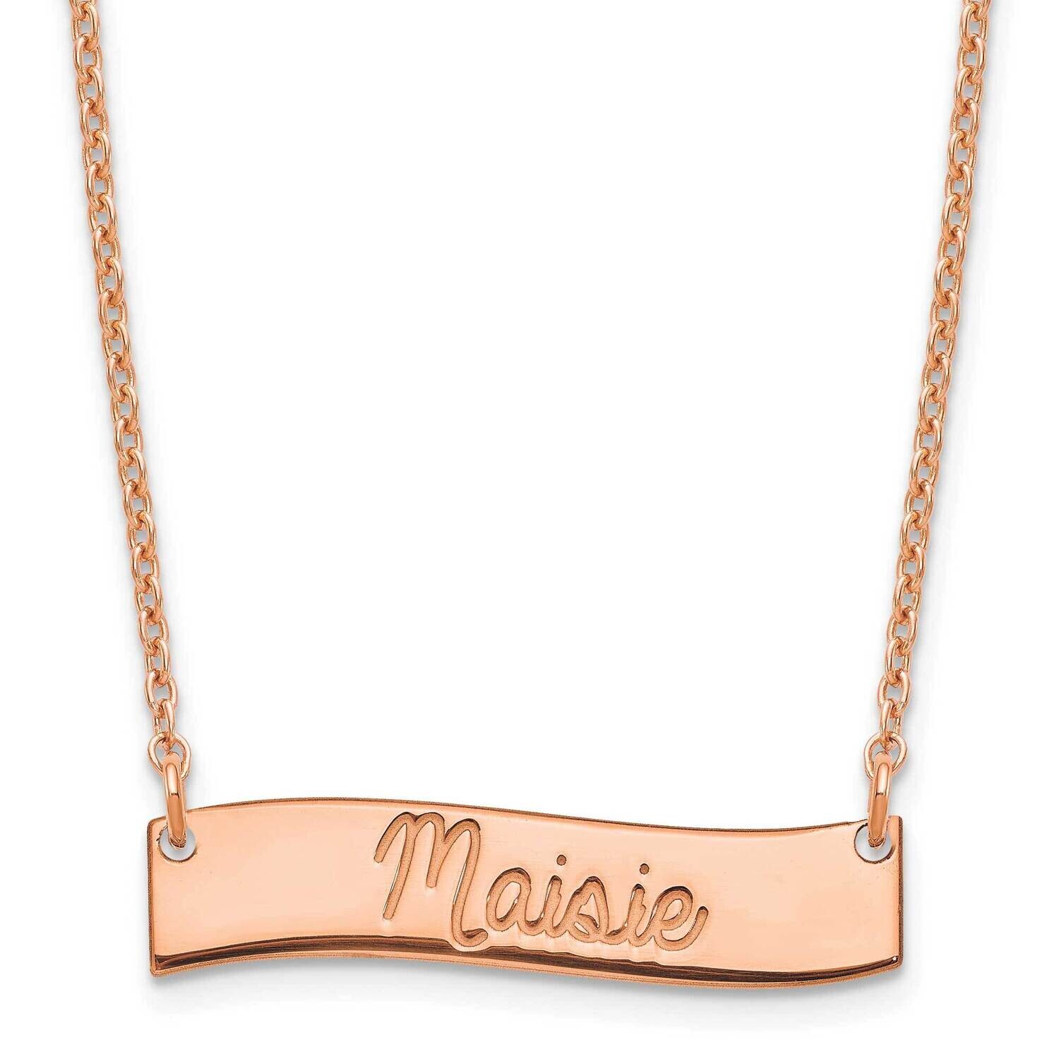 Rose-Plated Small Polished Curved Bar Necklace Sterling Silver XNA1255RP, MPN: XNA1255RP,