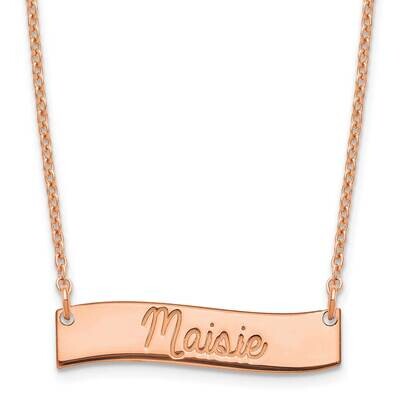 Rose-Plated Small Polished Curved Bar Necklace Sterling Silver XNA1255RP, MPN: XNA1255RP,