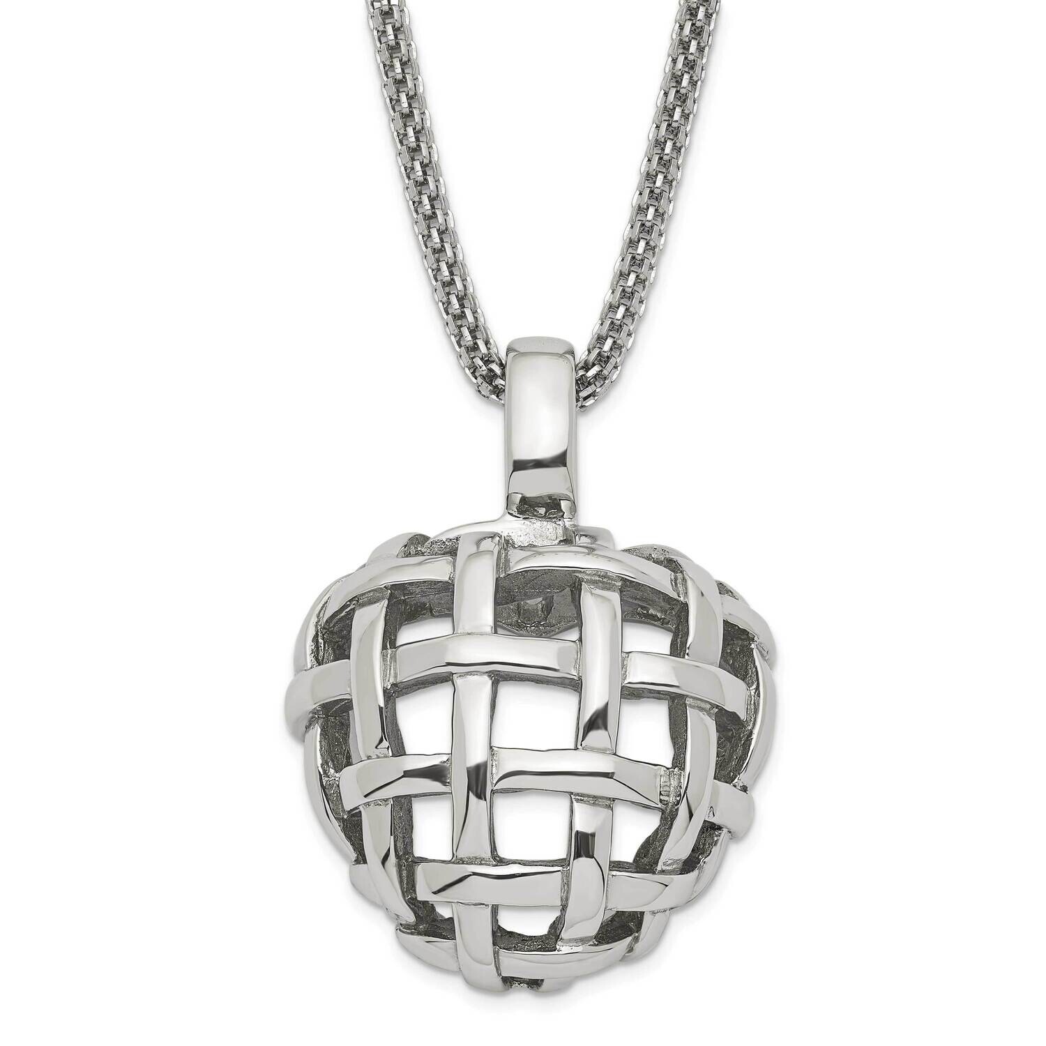 Woven Heart Necklace Stainless Steel SRN242-18 by Chisel, MPN: SRN242-18, 883957749693
