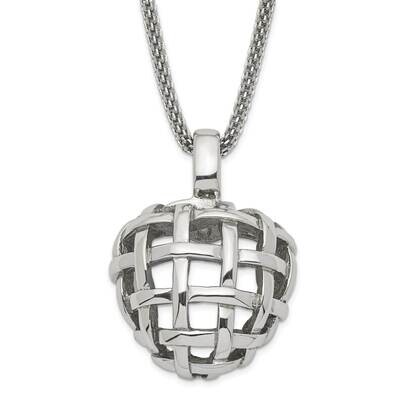 Woven Heart Necklace Stainless Steel SRN242-18 by Chisel, MPN: SRN242-18, 883957749693