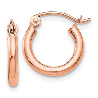 Polished 2X12mm Lightweight Tube Hoop Earrings 14k Rose Gold T830RL, MPN: T830RL,