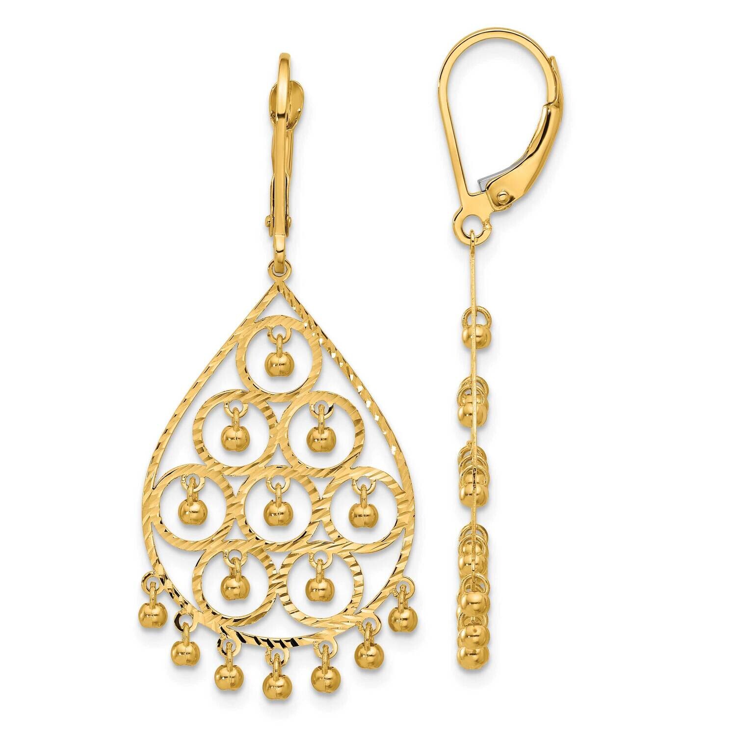 Diamond-Cut Chandelier Style Dangle Earrings 14k Polished Gold TF2329, MPN: TF2329, 196904170977
