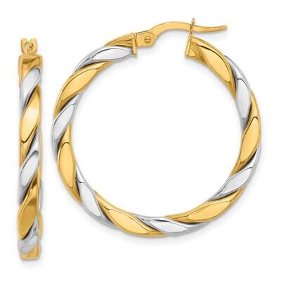 Polished Twisted 3mm Hoop Earrings 14k Two-Tone Gold TF2257, MPN: TF2257,
