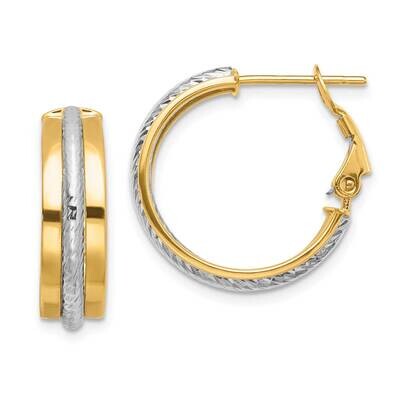 Polished Diamond-Cut Hoop Earrings 14k Two-Tone Gold TF1717, MPN: TF1717, 191101974274