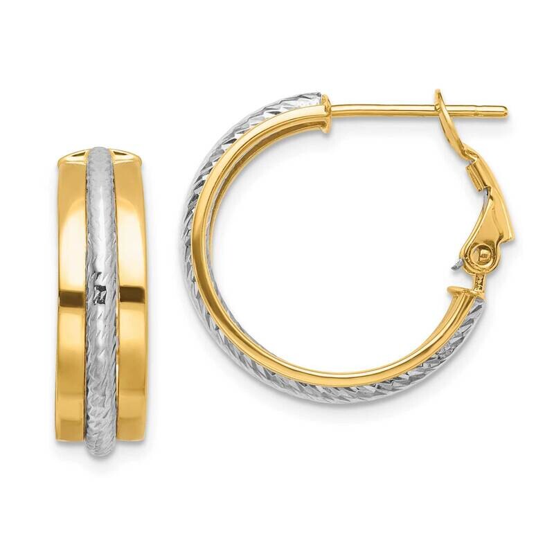 Polished Diamond-Cut Hoop Earrings 14k Two-Tone Gold TF1717