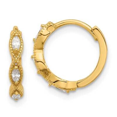 CZ Hinged Hoop Earrings 14k Polished Gold TF2291, MPN: TF2291,