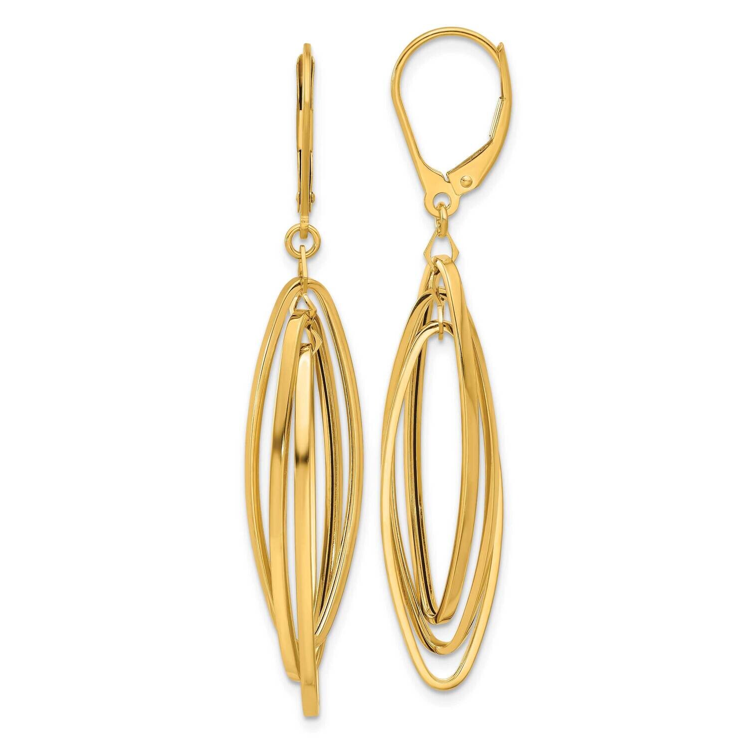 Oval Twisted Dangle Leverback Earrings 14k Polished Gold TF2324, MPN: TF2324,