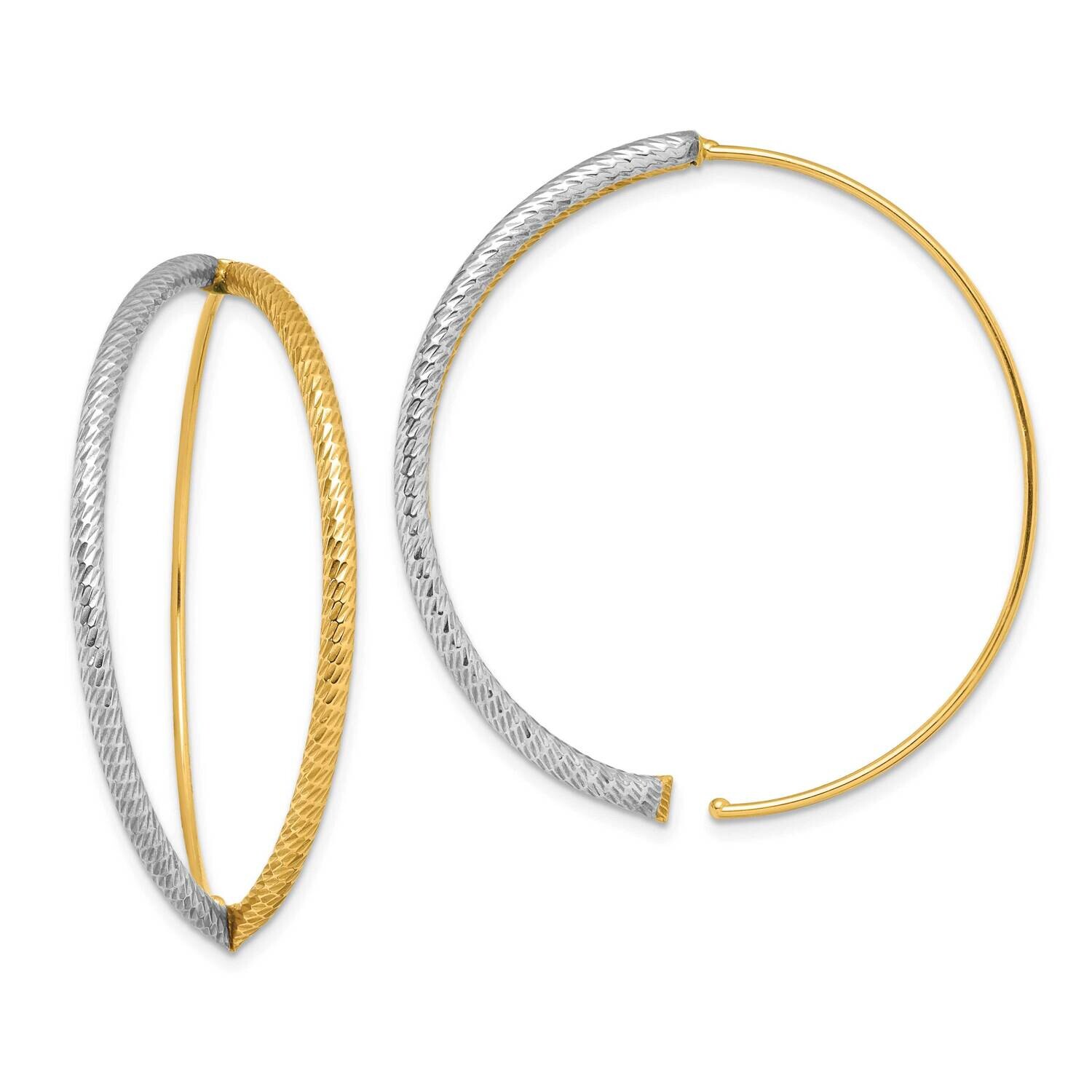 Large Diamond-Cut Dangle Threader Earrings 14k Gold With Rhodium TF1729
