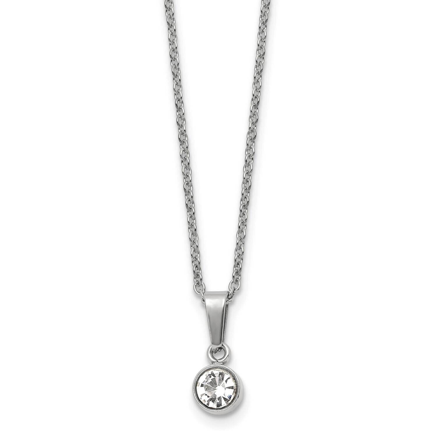 Chisel Polished Crystal Pendant On A 16 Inch Cable Chain A 2 Inch Extension Necklace Stainless Stee…