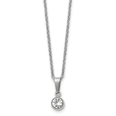 Chisel Polished Crystal Pendant On A 16 Inch Cable Chain A 2 Inch Extension Necklace Stainless Stee…