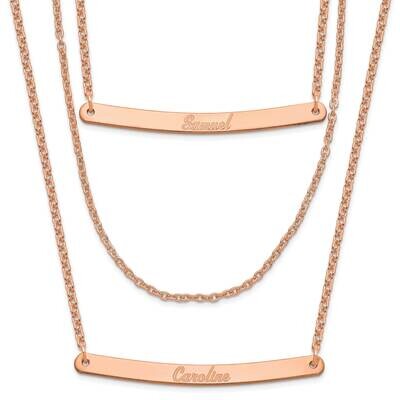 Rose-Plated Brushed 3 Chain 2 Bars Necklace Sterling Silver XNA652RP, MPN: XNA652RP,