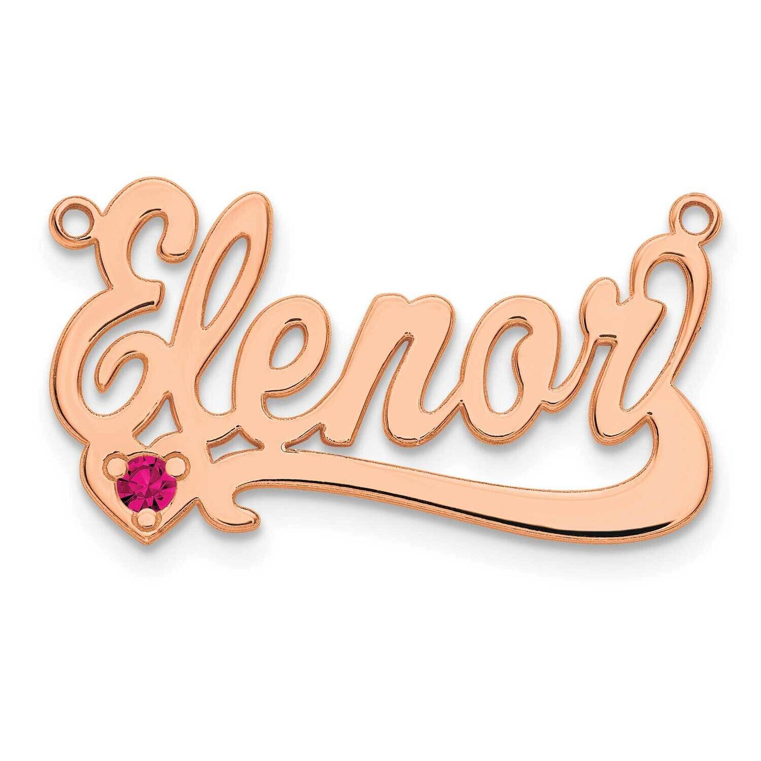 Rose-Plated Polished Birthstone Heart Name Plate Sterling Silver XNA1102RP, MPN: XNA1102RP,