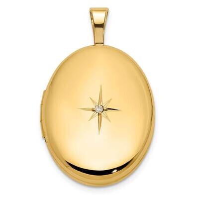 Diamond Star 16mm Oval Locket 14k Polished Gold XL869, MPN: XL869, 196904149539