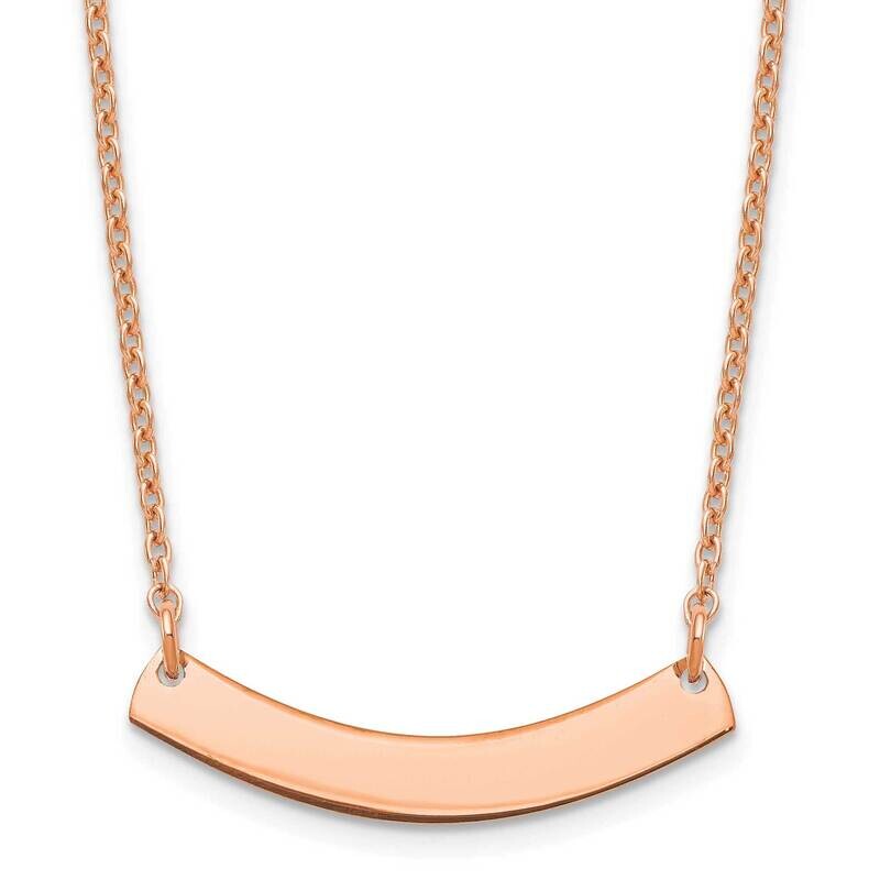 Rose-Plated Small Polished Curved Blank Bar Necklace Sterling Silver XNA1200RP, MPN: XNA1200RP,