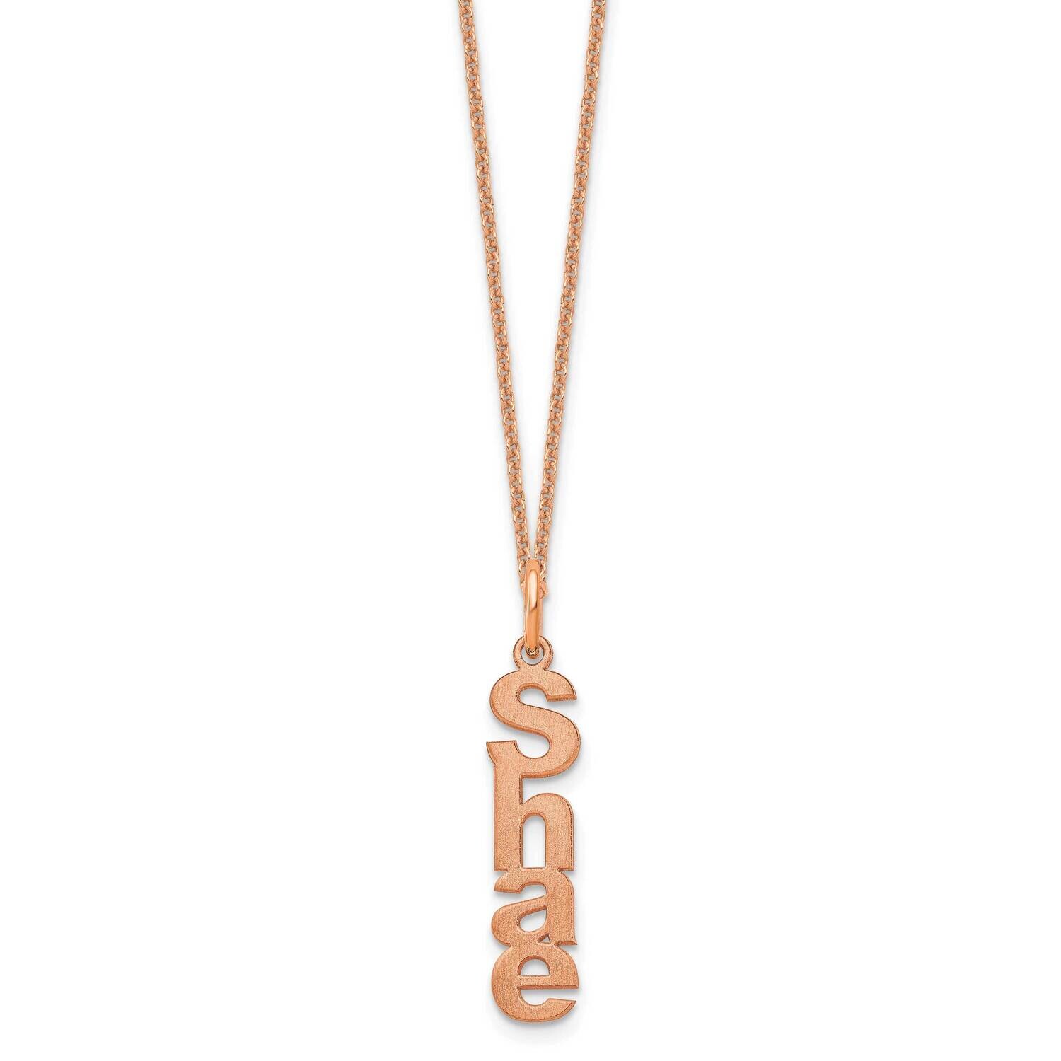 Brushed Vertical 1 Name Charm Necklace 14k Rose Gold XNA1256/1R, MPN: XNA1256/1R,