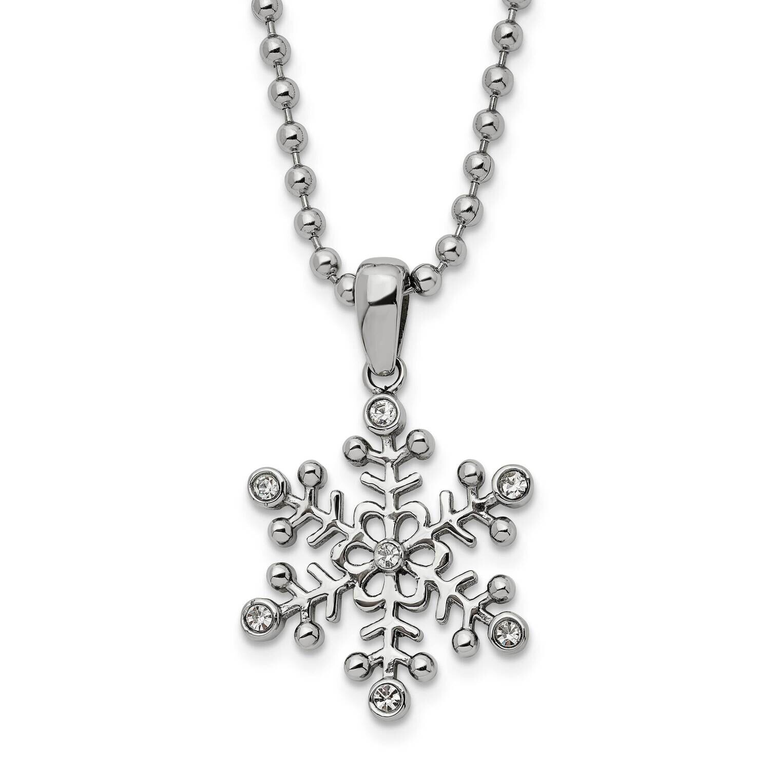 Chisel Polished CZ Snowflake Pendant On A 24 Inch Ball Chain Necklace Stainless Steel SRN3070-24 by…