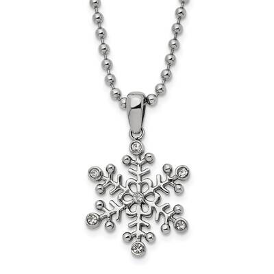 Chisel Polished CZ Snowflake Pendant On A 24 Inch Ball Chain Necklace Stainless Steel SRN3070-24 by…