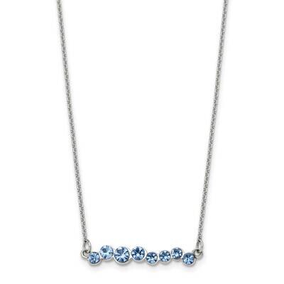 Chisel Polished Blue Preciosa Crystal Bar On A 16 Inch Cable Chain A 2 Inch Extension Necklace Stai…