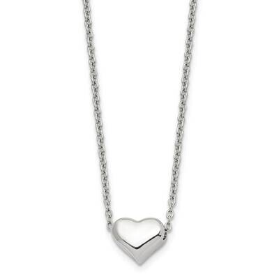 Chisel Polished Heart On A 16.5 Inch Cable Chain A 2.5 Inch Extension Necklace Stainless Steel SRN3…