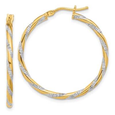Polished Diamond-Cut Hoop Earrings 14k Gold White Rhodium  TC1052, MPN: TC1052,