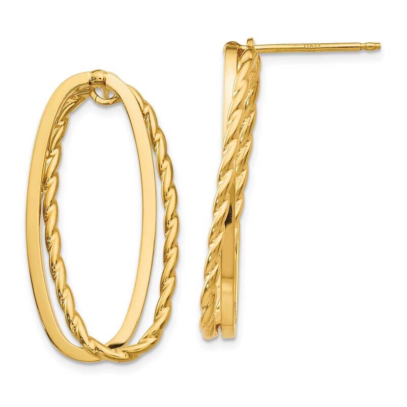 Fancy Diamond-Cut Versatile Oval Post Earrings 14k Gold TF1306