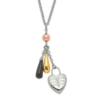 Heart Multicolor Ip-Plated Accents Necklace Stainless Steel SRN594-22 by Chisel, MPN: SRN594-22, 88…
