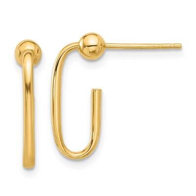 J-Hoop Post Earrings 14k Polished Gold TF2356, MPN: TF2356,