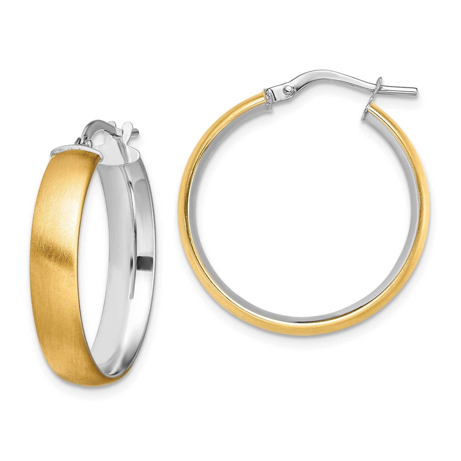 Medium 5mm Polished &amp; Satin Hoop Earrings 14k Gold White Rhodium TF1750, MPN: TF1750, 191101974762