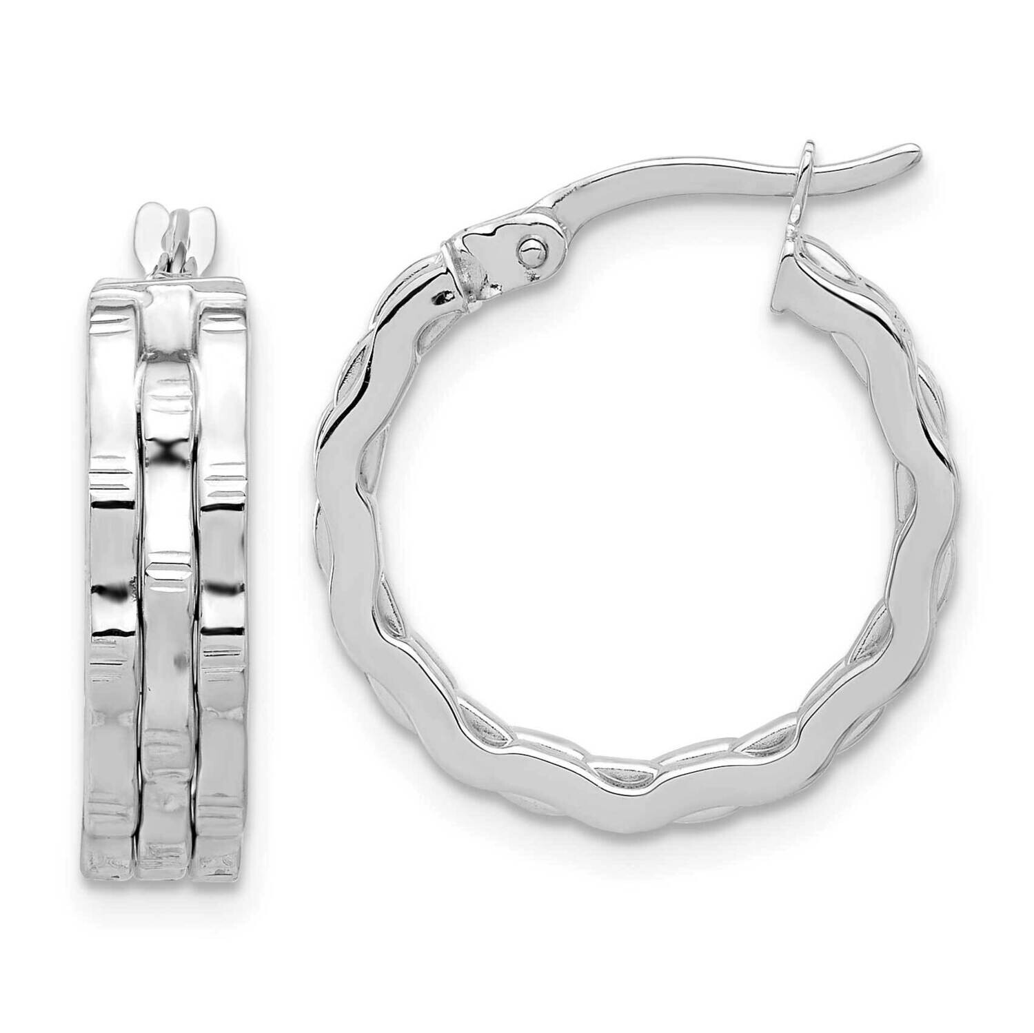 Polished Textured Hoop Earrings 14k White Gold TF2229W, MPN: TF2229W,