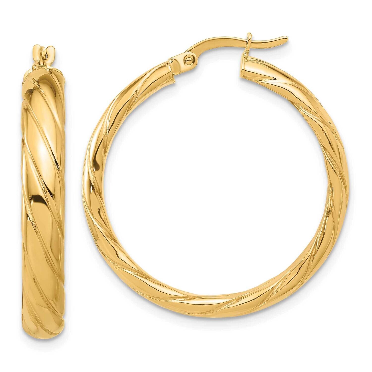 Textured Hoop Earrings 14k Polished Gold TF2243