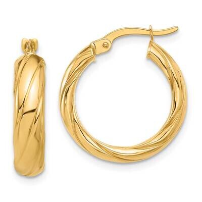Textured Hoop Earrings 14k Polished Gold TF2241, MPN: TF2241, 196904099032