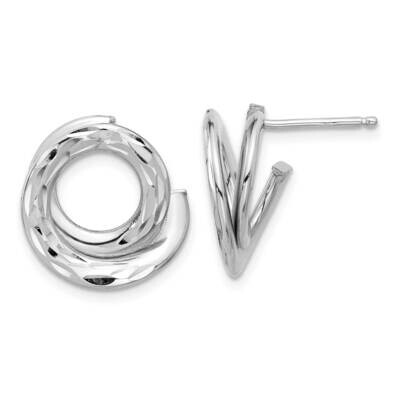 Polish Diamond-Cut Intertwined Circle Post Earrings 14k White Gold TF2326W, MPN: TF2326W,