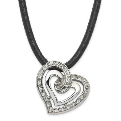 CZ Heart Necklace Stainless Steel SRN249-18 by Chisel, MPN: SRN249-18, 883957749761
