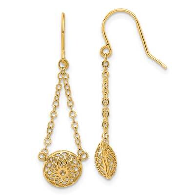 Cut Out Hollow Dangle Earrings 14k Polished Gold TF2322, MPN: TF2322,