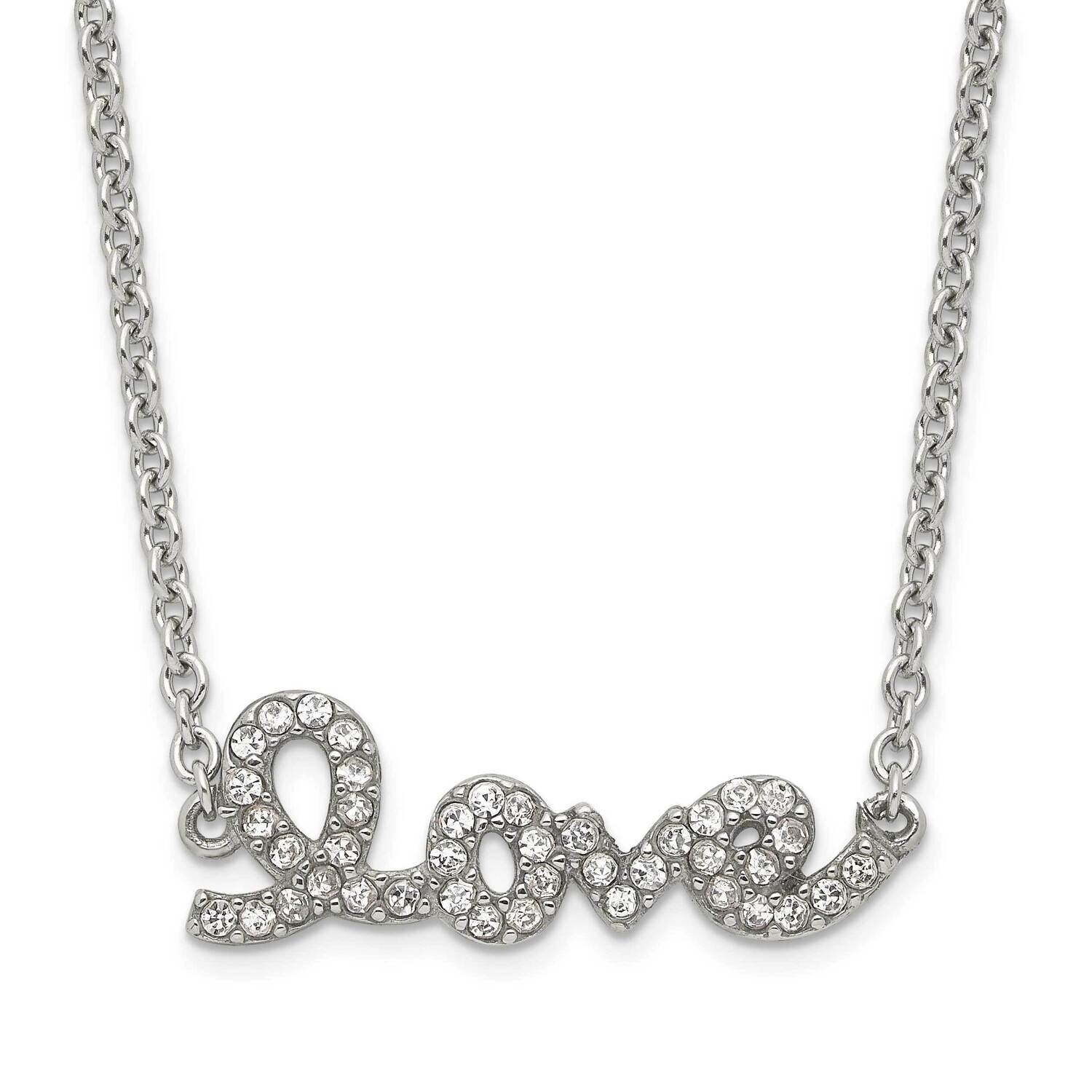 Polished Crystal Love Necklace Stainless Steel SRN1518-17 by Chisel, MPN: SRN1518-17, 883957764757