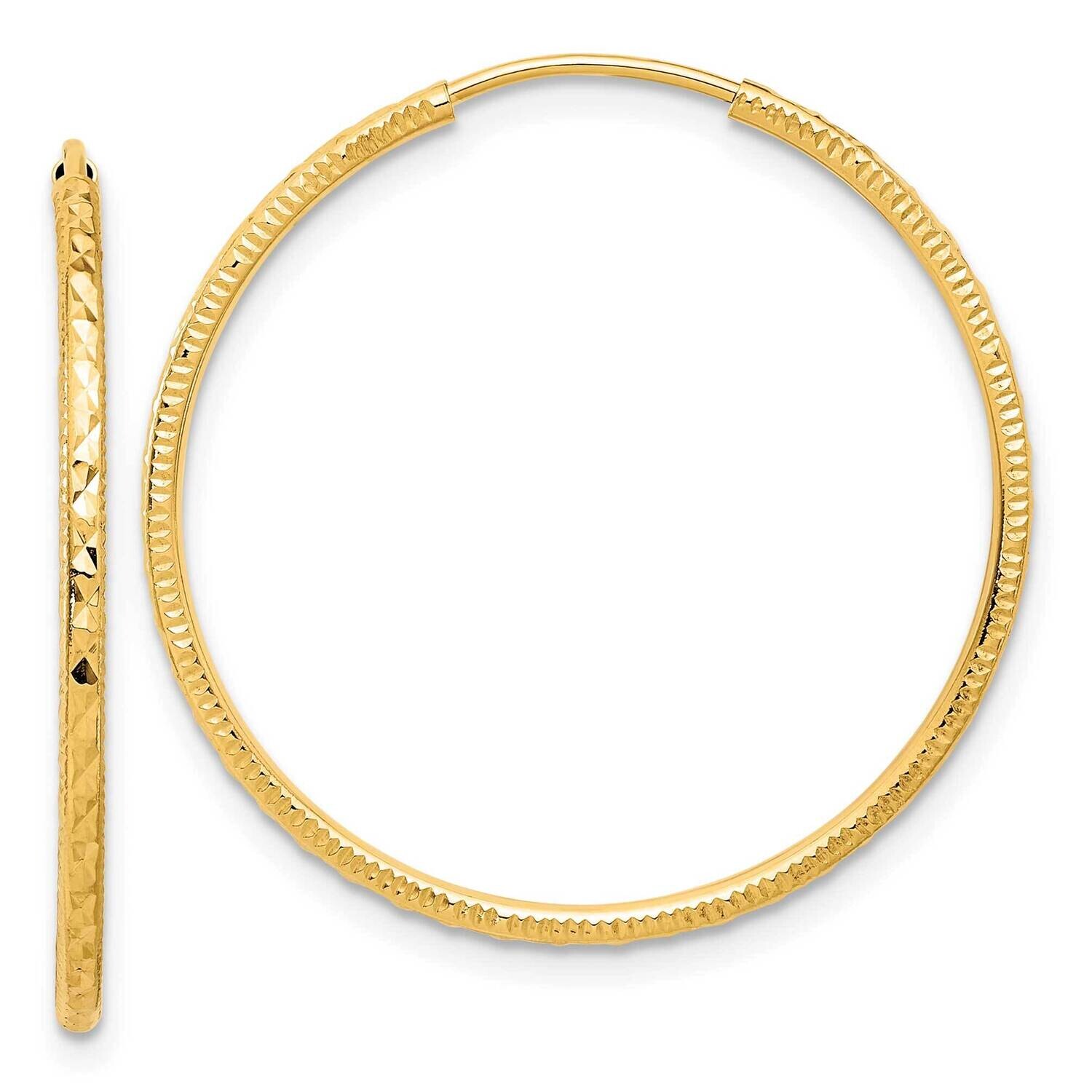 1.50mm Endless Hoop Earrings 14k Gold Diamond-Cut  TF2177, MPN: TF2177,