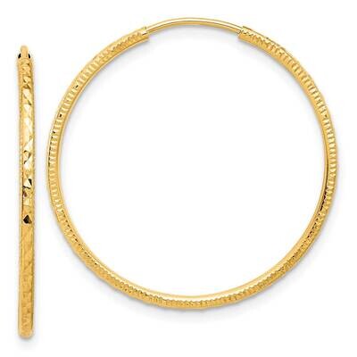 1.50mm Endless Hoop Earrings 14k Gold Diamond-Cut  TF2177, MPN: TF2177,