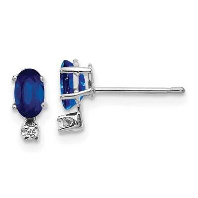 Diamond Sapphire Birthstone Earrings 14k White Gold XBE188W, MPN: XBE188W,