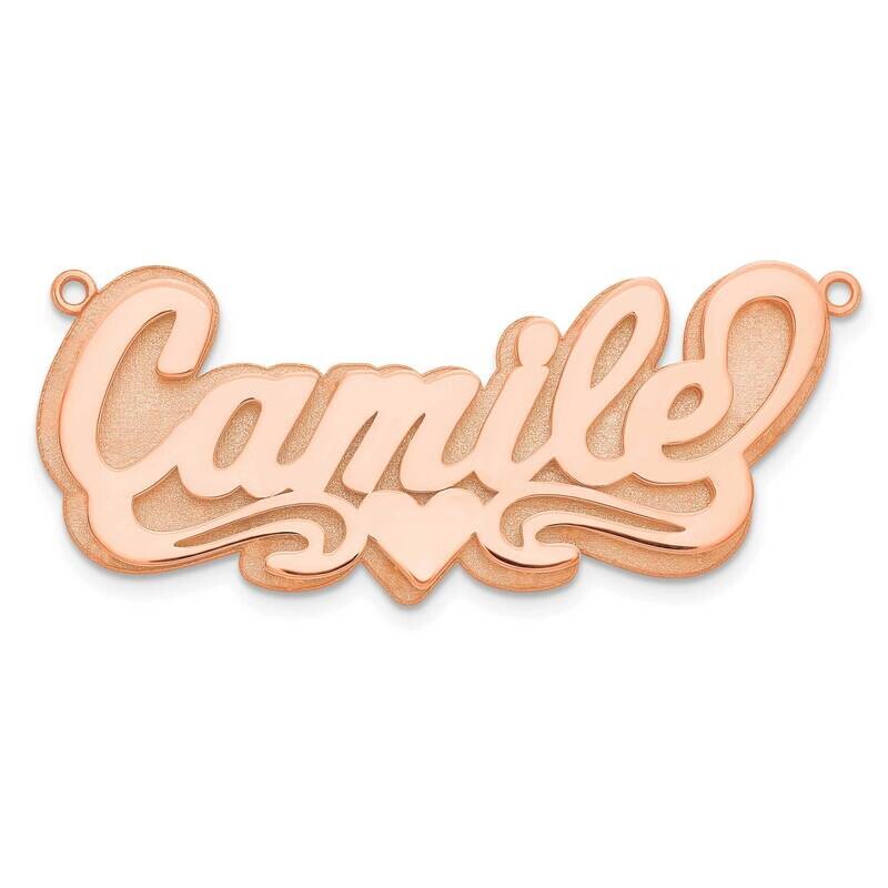 3D Polished Heart Name Plate 14k Rose Gold XNA237R