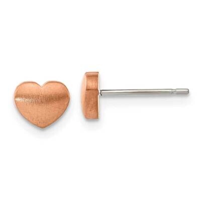 Chisel Brushed Rose Ip-Plated Heart Post Earrings Titanium TBE139 by Chisel, MPN: TBE139, 883957759…